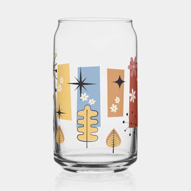 70s vibe  flowers can glass (Left)
