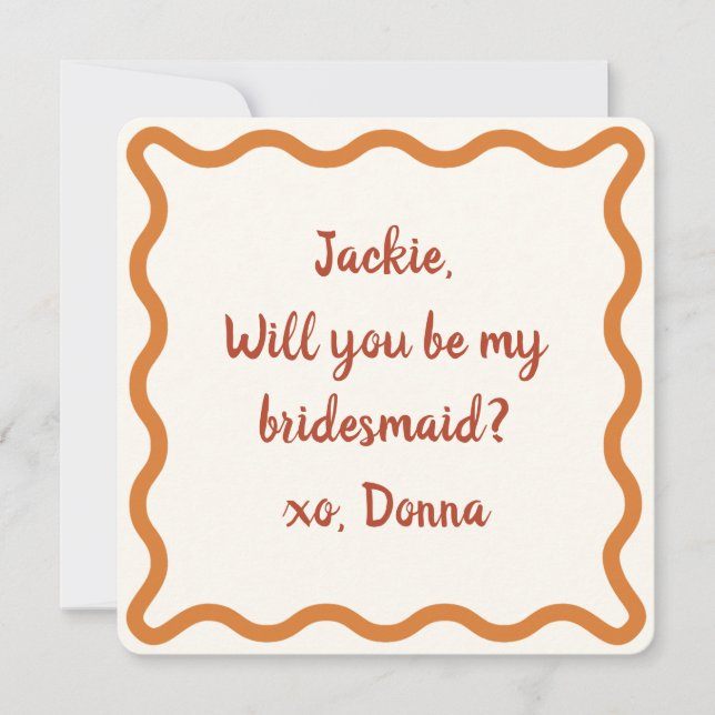 70s Vibe Personalized Bridesmaid or MOH Proposal Invitation (Front)