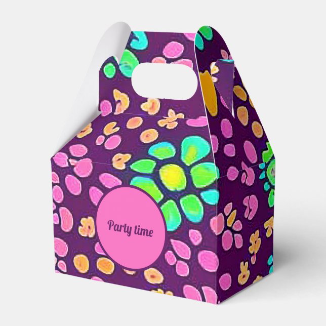 70's Vibes Purple Color Summer Pattern Favor Box (Front Side)