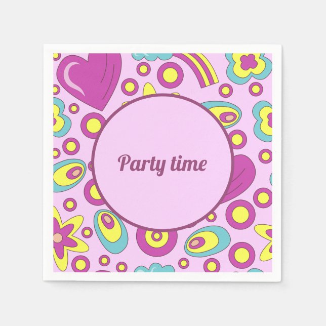70's Vibes Purple Color Summer Pattern Napkins (Front)