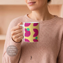 70s Vibrant Pink Tulip with Green Dots in Yellow