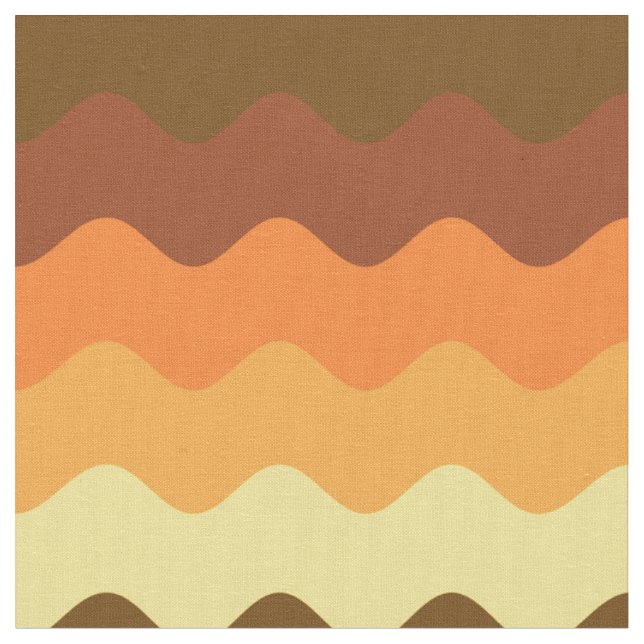 70s vintage brown yellow orange wave stripes fabri fabric (Close Up)