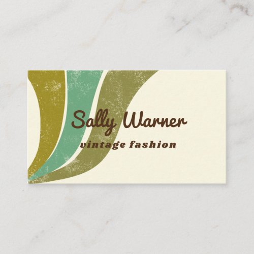 70s vintage green distressed retro business card