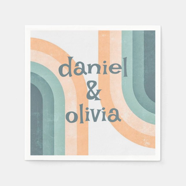 70s Vintage Rainbow Wedding Napkins (Front)