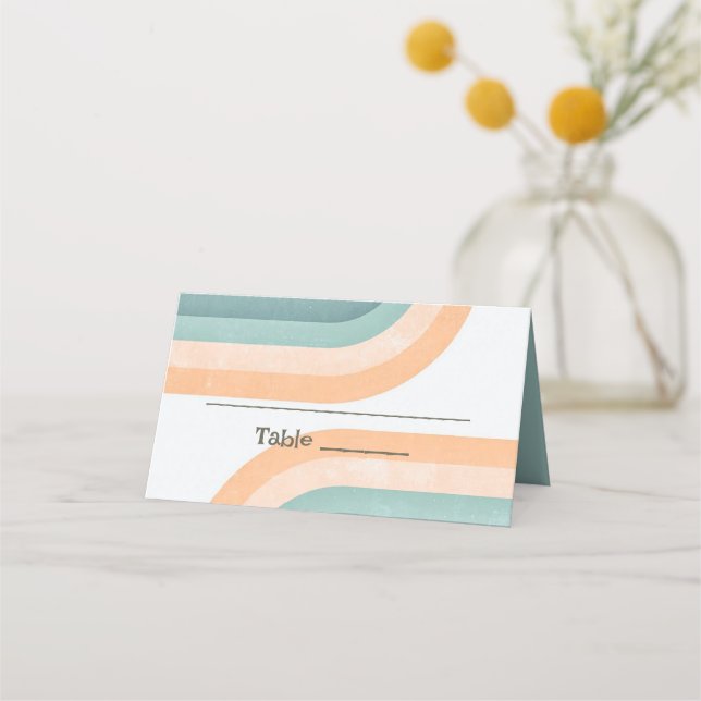 70s Vintage Rainbow Wedding Place Card (Front)