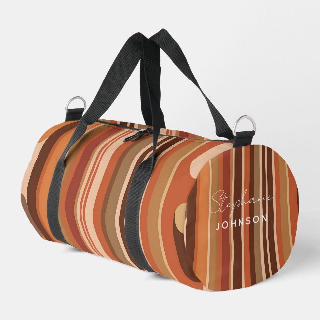 70s Vintage Retro Stripes Duffle Bag (Left Corner)