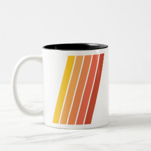 70s Vintage Retro Stripes Two-Tone Coffee Mug