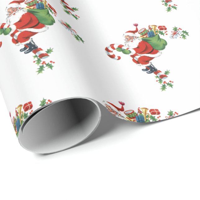 70s Vintage Santa Christmas Vintage Retro Wrapping Paper (Roll Corner)