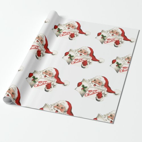 70s Vintage Santa Christmas Vintage Retro Wrapping Wrapping Paper