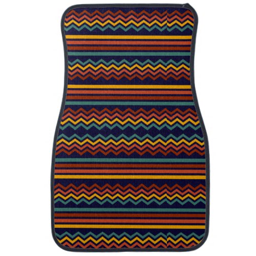 70s vintage stripes zigzag palette pattern car floor mat