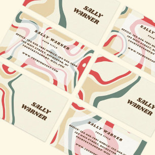 70s vintage swirls retro business card