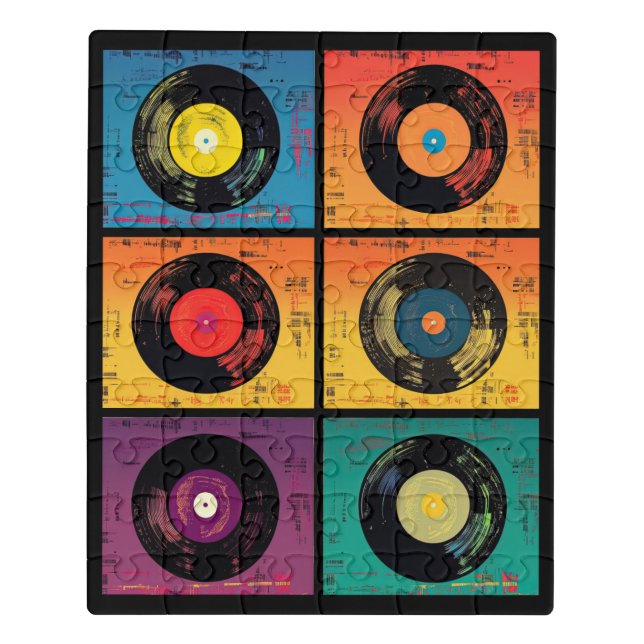 70s Vinyl Record Pattern Retro Jigsaw Puzzle (Puzzle Vertical)