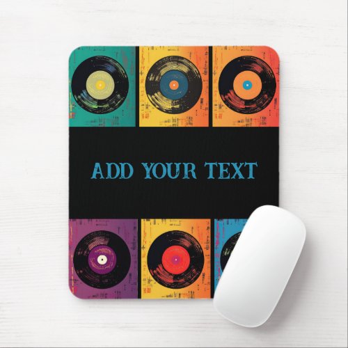 70s Vinyl Record Pattern Retro Mouse Pad