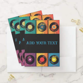 70s Vinyl Record Pattern Retro Pocket Folder