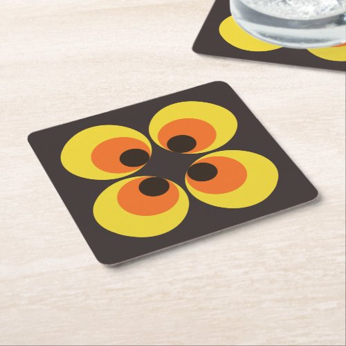 70s Wallpaper Square Paper Coaster