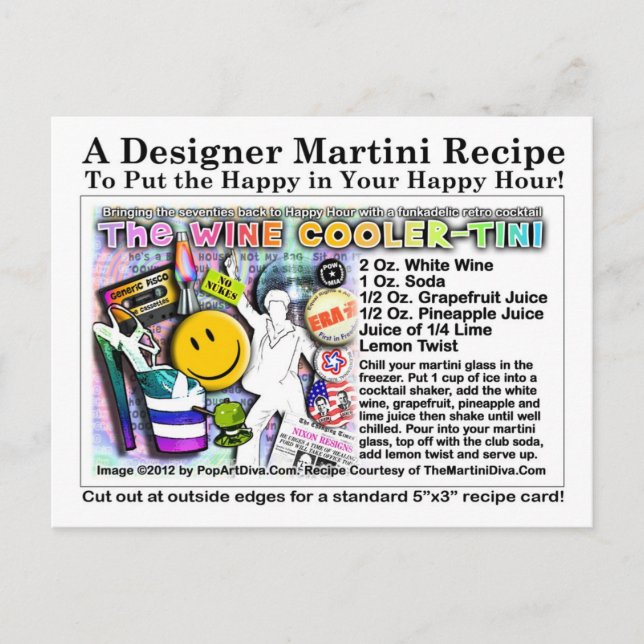 70's Wine Cooler-Tini Recipe Postcard (Front)