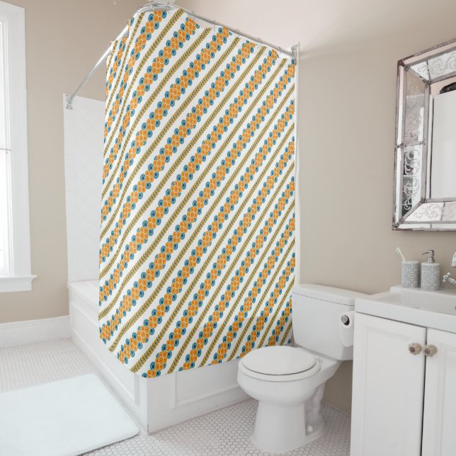 70's years circle rows shower curtain (In Situ)