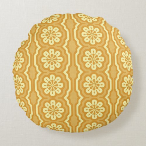70s yellow pattern Round Round Pillow
