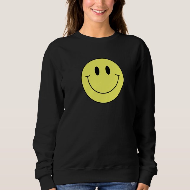70s Yellow Smile Face  Cute Happy Peace Smiling Fa Sweatshirt (Front)