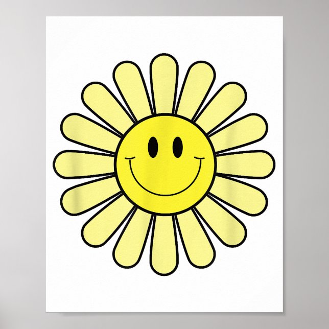 70s Yellow Smile Face Flower Shirt Happy Peace Smi Poster (Front)