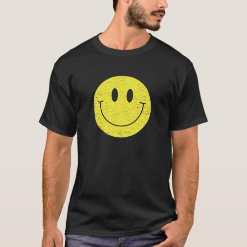 70S Yellow Smiley Face Cute Happy Smile Face Smili T_Shirt