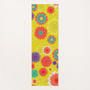 70sJEWEL Yoga Mat, Flowers, Yellow, Purple, Red Mat