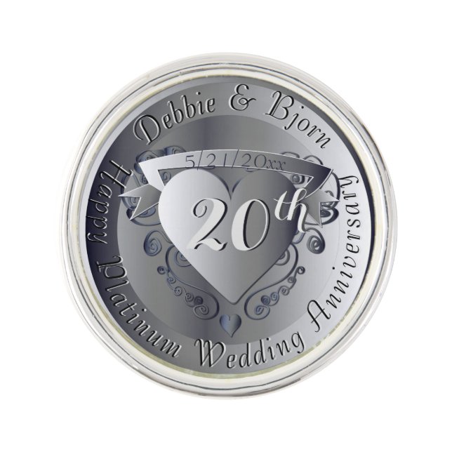 70th, 10th, 20th,25th,Wedding Anniversary  Lapel Pin (Front)