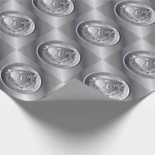 70th 10th 20th25thWedding Anniversary Platinum Wrapping Paper