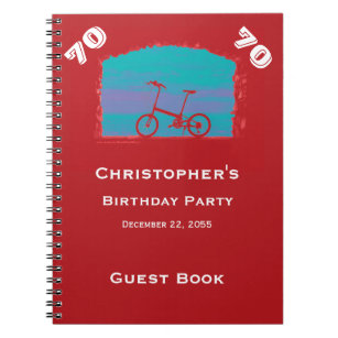 70th, 75th Birthday Party Guest Book, Red Bicycle Notebook