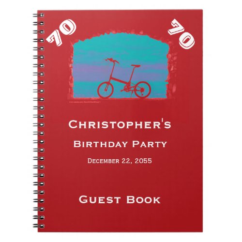 70th 75th Birthday Party Guest Book Red Bicycle Notebook