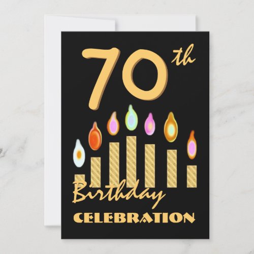 70th _ 79th Birthday Party Invitation Gold Candles