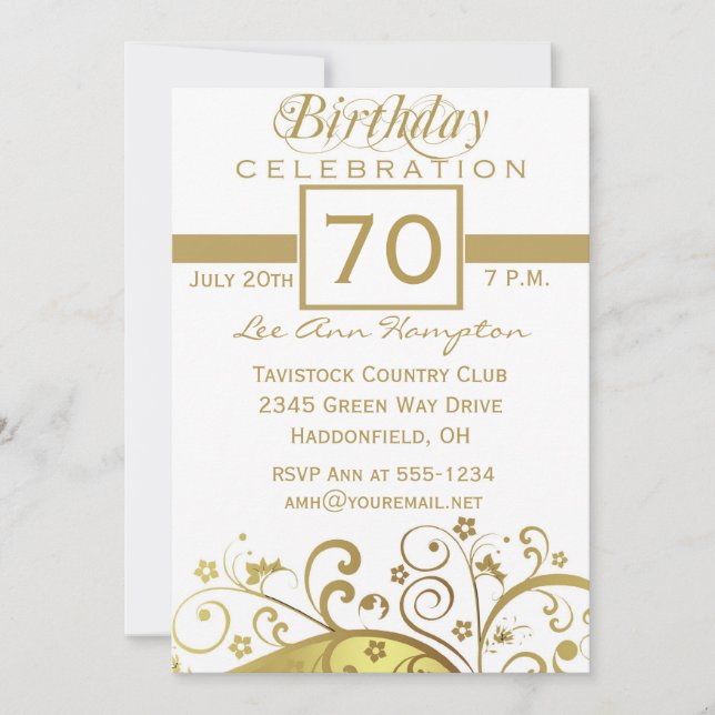 70th - 79th Birthday Party Invitations (Front)