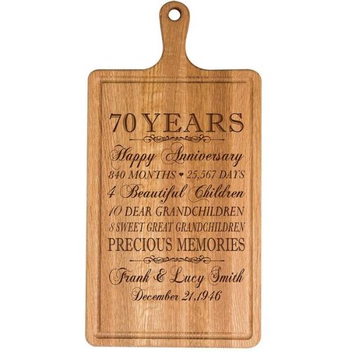 70th Anniversary Classy Cherry Wood Cutting Board
