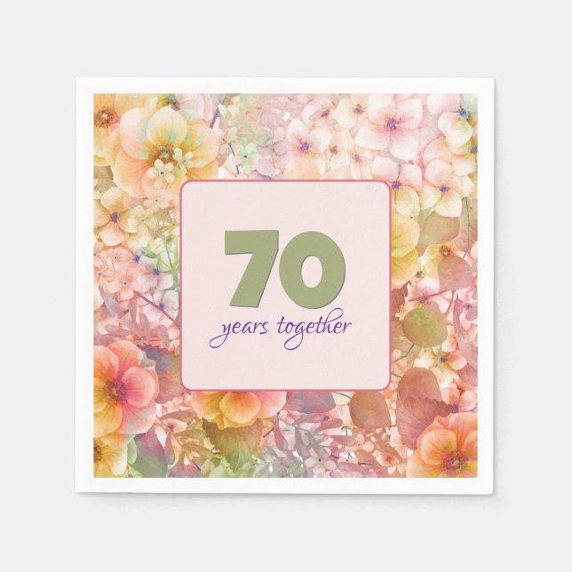 70th Anniversary Cosmos Floral Garden   Napkins (Front)