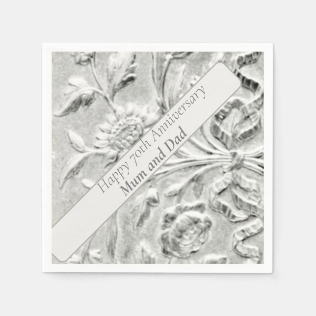 70th Anniversary Editable Napkins (Front)