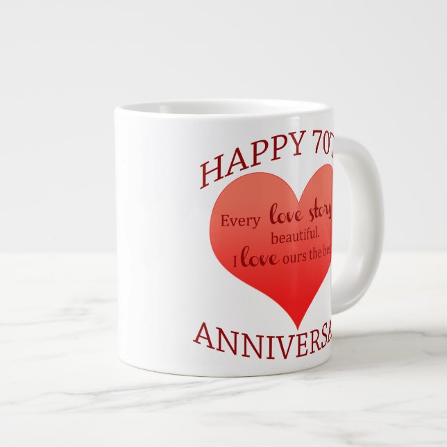 70th. Anniversary Giant Coffee Mug (Front Right)