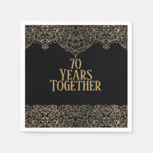 70th Anniversary Gold Lace On Black Napkins