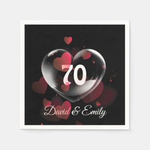 70th Anniversary Heart Bubble With Red Hearts  Napkins