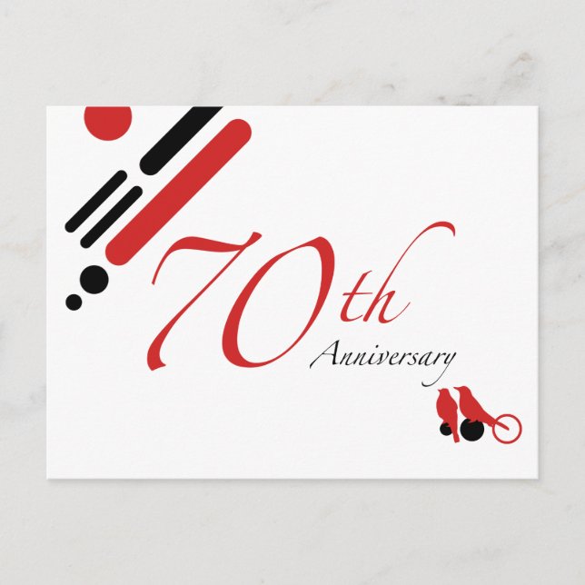 70th Anniversary (mod birds) Postcard (Front)
