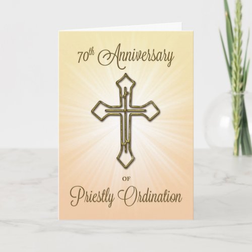 70th Anniversary of Priestly Ordination Gold Look Card