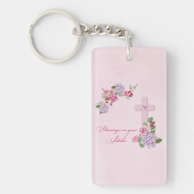 70th Anniversary of Religious Life Catholic Nun Keychain (Front)