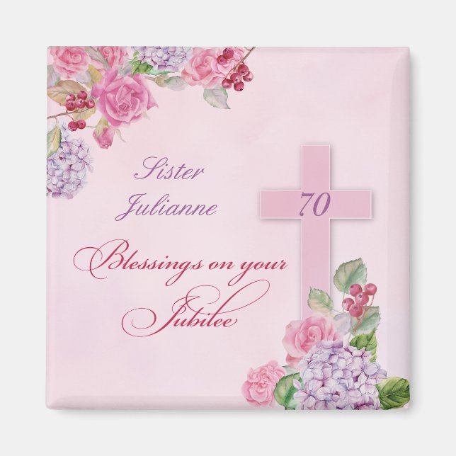 70th Anniversary of Religious Life Catholic Nun Magnet (Front)