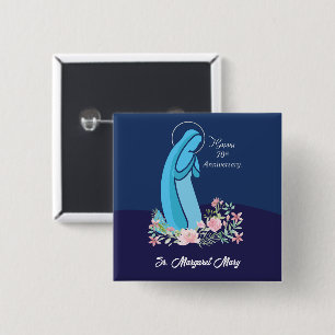 70th Anniversary of Religious Life Nun Pink Flower Button