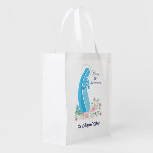 70th Anniversary of Religious Life Nun Pink Flower Grocery Bag