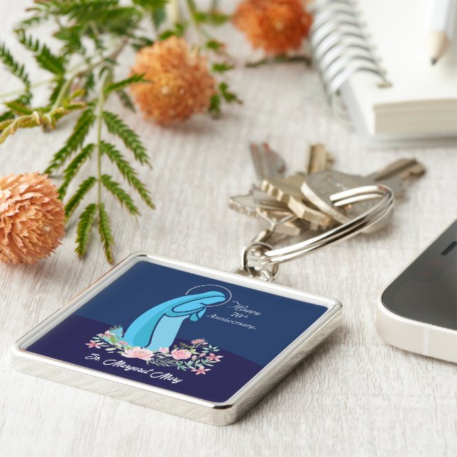 70th Anniversary of Religious Life Nun Pink Flower Keychain (Side)