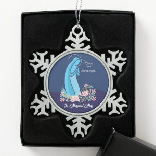 70th Anniversary of Religious Life Nun Pink Flower Snowflake Pewter Christmas Ornament