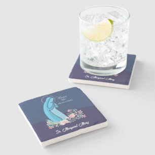 70th Anniversary of Religious Life Nun Pink Flower Stone Coaster