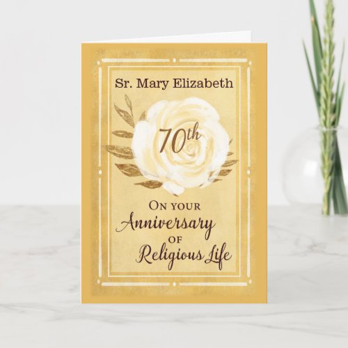 70th Anniversary of Religious Life Nun White Rose Card