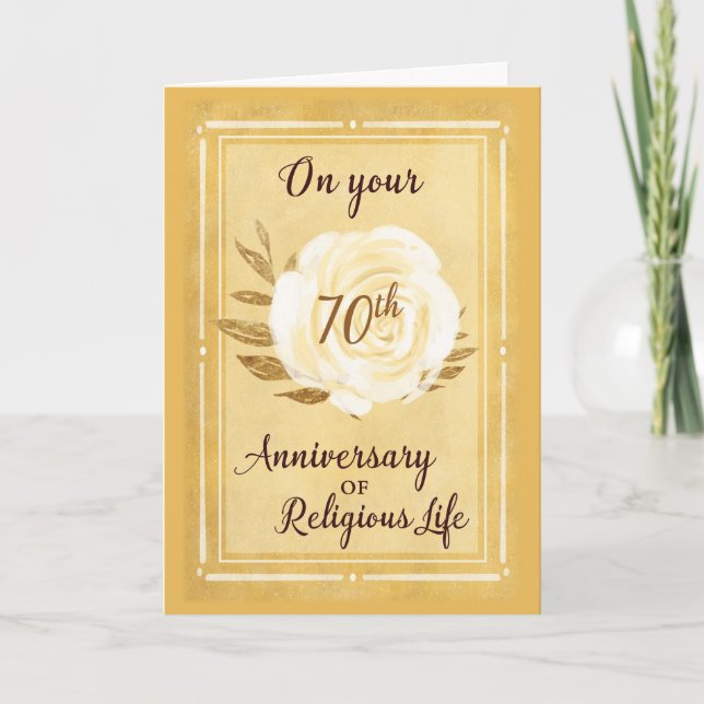 70th Anniversary of Religious Life, Nun White Rose Card (Front)