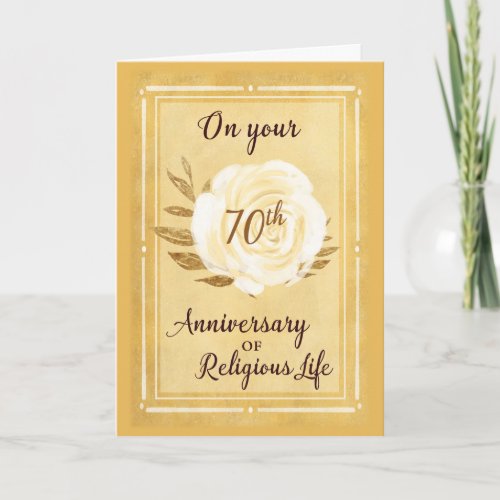 70th Anniversary of Religious Life Nun White Rose Card